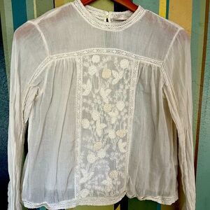 Zara trafaluc collection  tunic style off white cream blouse. Size small